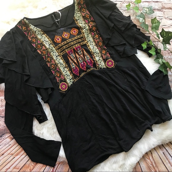 New Free People La Cienga Ruffle Top S - Picture 4 of 7